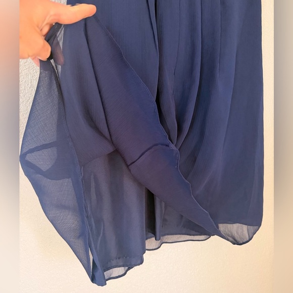 David's Bridal Navy Marine Blue Midi Sleeveless Lace Back Bridesmaid Dress 10 - Picture 6 of 9